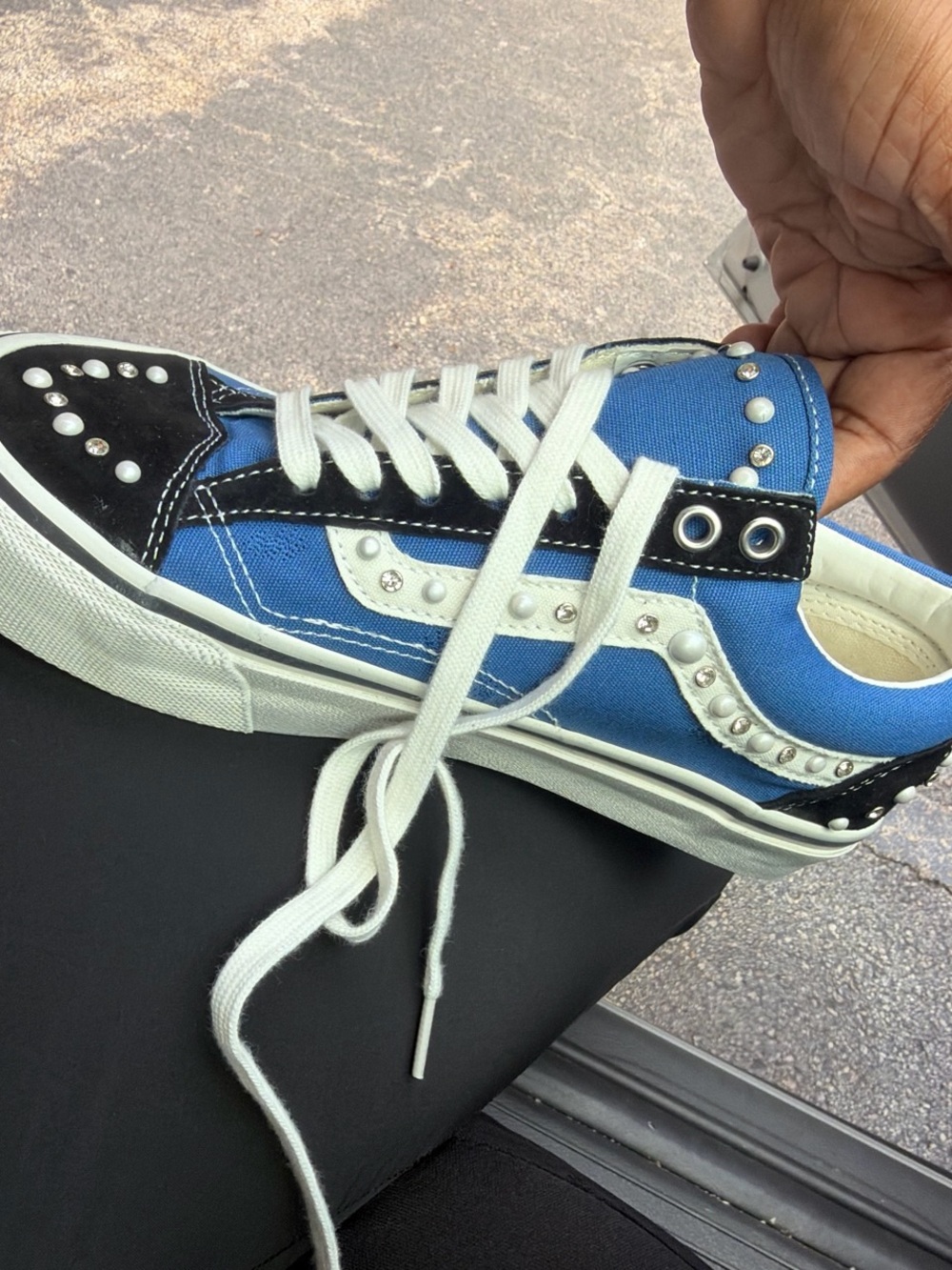Vans Kids Blue and Black Low-Top Sneakers with Stud Accents